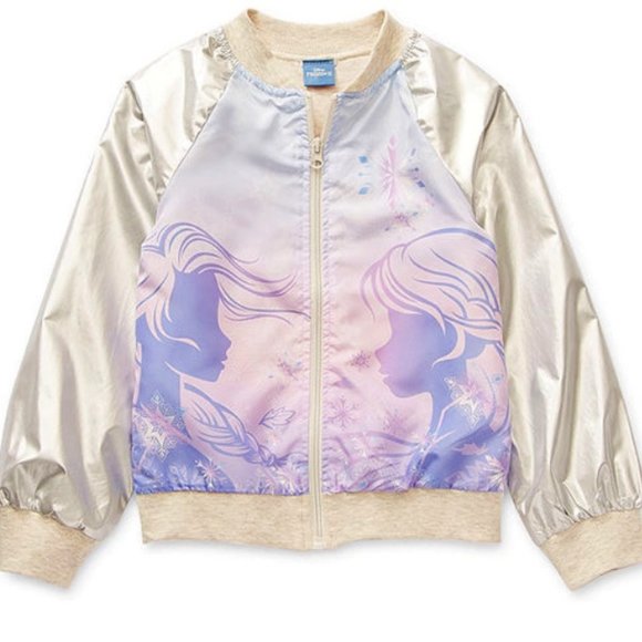 nWT 6 6x frozen $54 satin bomber jacket elsa anna spring fall birthday easter